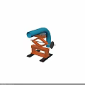 Industrial Lifting Equipment With Orange Base Blue Pipe Metal Frame And Black Rails