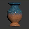 Decorative Blue And Orange Gradient Vase With Wavy Pattern For Home Decor