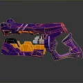 Futuristic Sci Fi Weapon Design With Purple Orange Accents Blue Glowing Lines And Ergonomic Grip