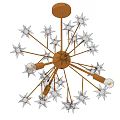 Modern Chandelier Design With Brass Metal Frame And Crystal Star Shaped Accents