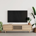 Japanese-style TV Cabinet TV Green Plant Potted Plant 3d model