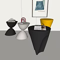 Modern Side Table Corner Table Small Coffee Table Ornaments Books 3d model