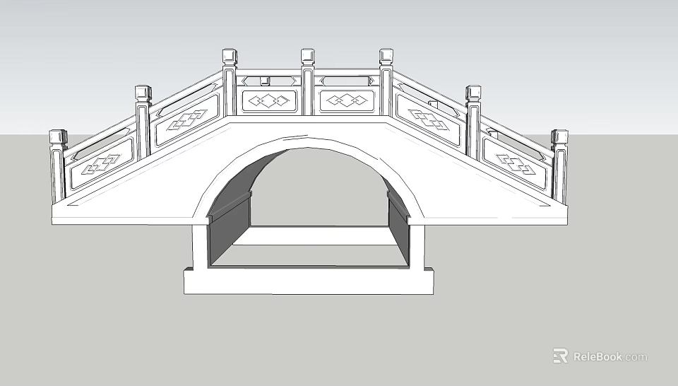 Traditional Stone Arch Landscape Bridge With Decorative Railings And Classic Design 3d model 