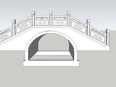Traditional Stone Arch Landscape Bridge With Decorative Railings And Classic Design 3d model