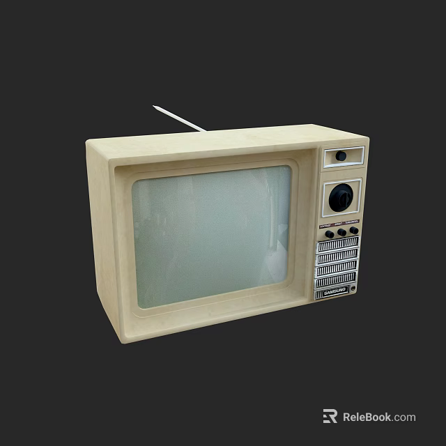 Vintage Beige Television With Antenna And Control Panel Features Classic Design 3d model