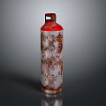 Rusty Red And White Gas Cylinder Isolated On Dark Background