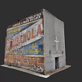 Garden Landscape Featuring Weathered Building Vintage Advertisement And Cross
