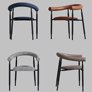 Modern leisure chair dining chair combination 3d model