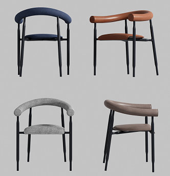 Modern leisure chair dining chair combination 3d model