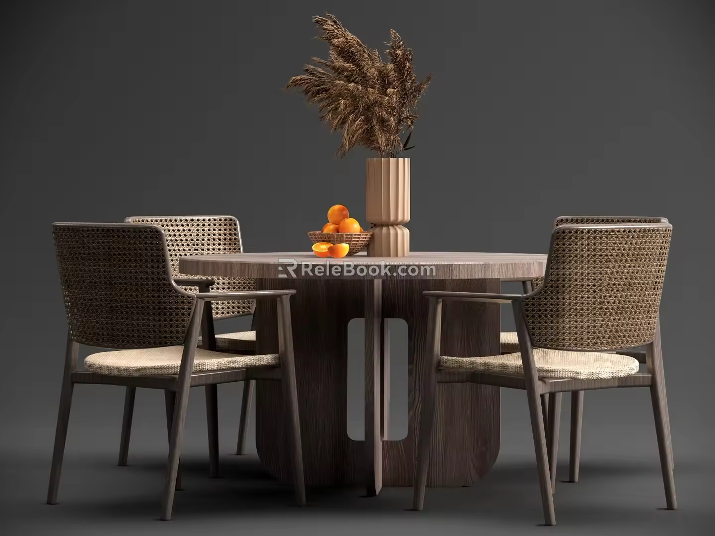 Quiet dining table and chair combination dining table and chair decoration combination 3d model