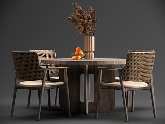 Quiet dining table and chair combination dining table and chair decoration combination 3d model