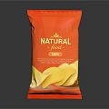 Natural Potato Chips In Vibrant Orange Packaging With Crispy Texture