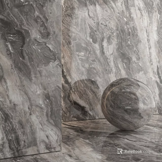 Marble Decorative Components Featuring Textured Wall Panel And Sphere Design 3d model