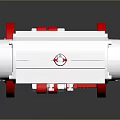 Red Ball Valve With White Actuator And Gear Symbol Flange Connection Industrial Equipment