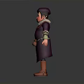 3D Fantasy Character With Purple Robe Hat Beard And Orange Boots