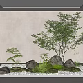 Indoor Plant Combination With Green Trees Small Shrubs Stones And White Pebbles