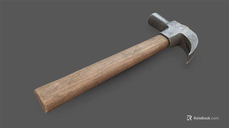 Durable Hardware Tools Claw Hammer With Wooden Handle And Metal Head 3d model 