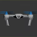 White Drone With Blue Propellers And Modern Four Rotor Structure Design 3d model