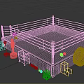 Professional Sports Equipment Setup With Boxing Ring Punching Bag Dumbbells Training Tire And Colored Balls