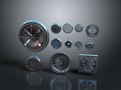Essential Metal Vents With Different Shapes And Various Sizes As Everyday Household Items 3d model