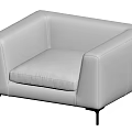 Modern Minimalist Single Sofa With Light Gray Upholstery And Dark Gray Cushion On Metal Legs