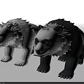 Game and Movie Characters 3D Models Wireframe Bear and Rendered Panda Design 3d model