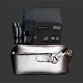 Vintage Digital Video Camera With Classic Design And Red Leather Storage Case