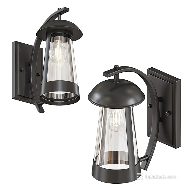 Modern Black Metal Wall Sconces With Clear Glass Shades For Indoor Decor 3d model 