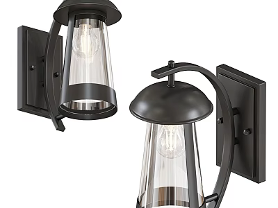 Modern Black Metal Wall Sconces With Clear Glass Shades For Indoor Decor 3d model
