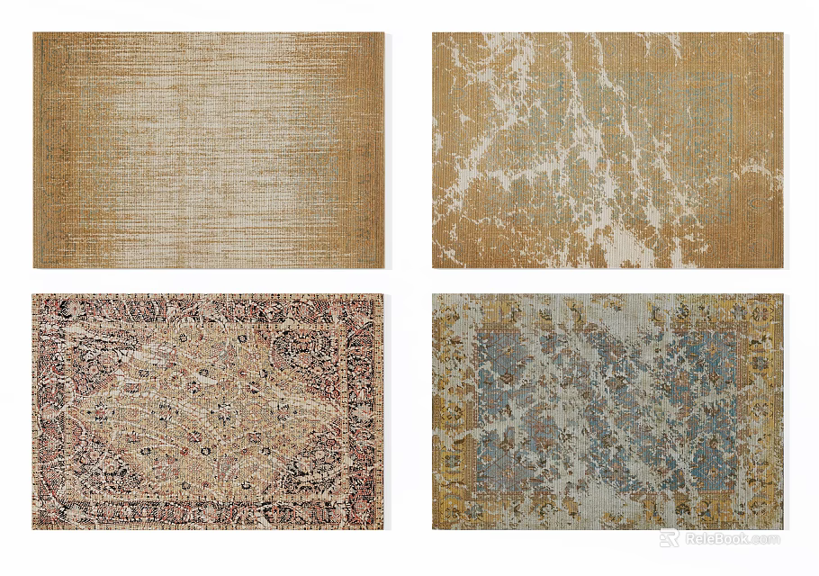 Square Rugs With Various Patterns Textures And Styles For Modern Home Decor 3d model