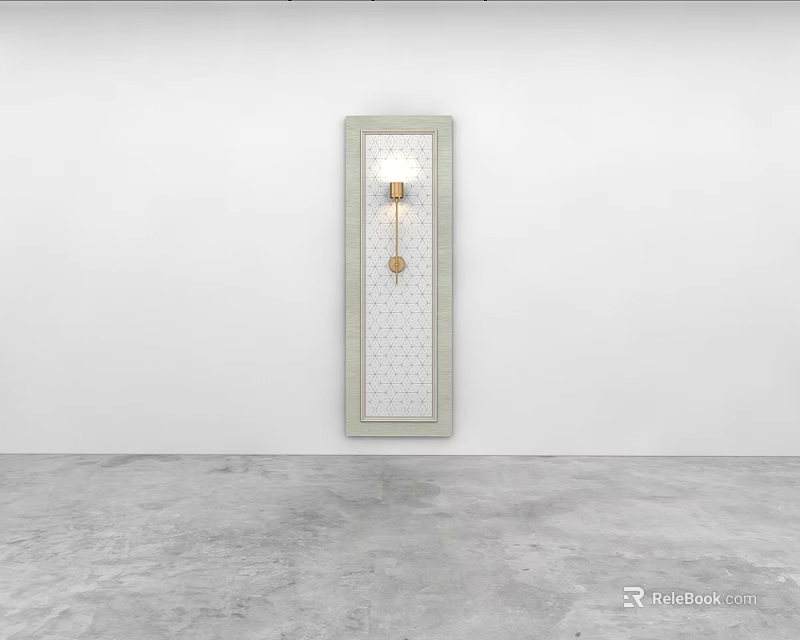 Modern Minimalist Wall Lamp With Patterned Light Colored Frame Mounted On White Wall 3d model 