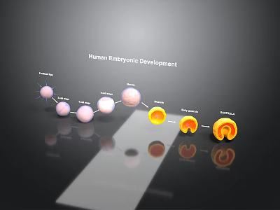 Human Embryonic Development Stages Showing Organ And Hair Formation Process 3d model