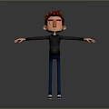 Game Movie Character With Red Brown Hair Black Shirt And Blue Pants Arms Outstretched 3d model