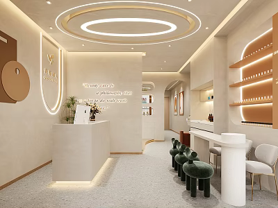Luxurious SPA Interior Design With Reception Desk And Ambient Lighting 3d model