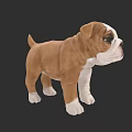 Brown and White Bulldog Puppy Figurine with Realistic Details and Standing Pose