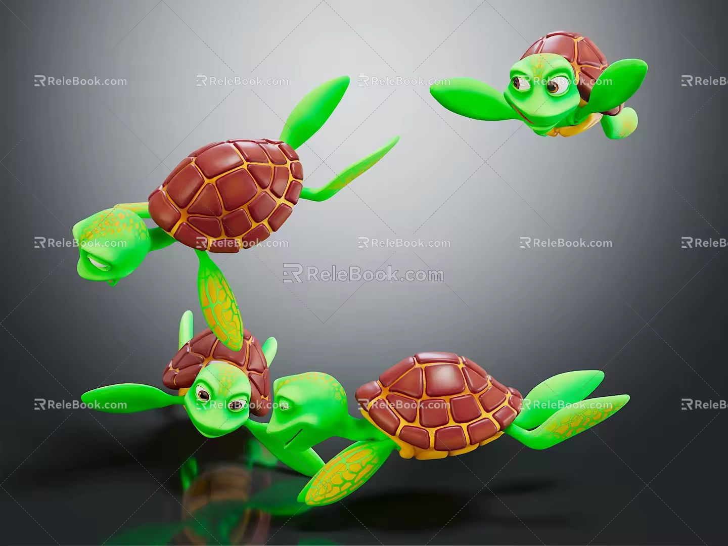 Modern game character little turtle cartoon little turtle 3d model