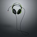 Comfortable Over Ear Wired Headphones Featuring Green And Black Design 3d model