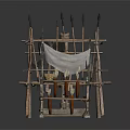 Ancient Military Warfare Equipment Three Different Wooden Structures With Metal Spikes