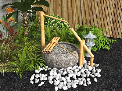 New Chinese Style Water Ornaments Stone Mortar Waterscape Courtyard Landscaping Features Courtyard Landscape Japanese Courtyard Waterscape model