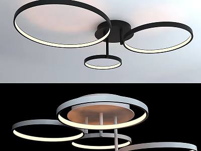 Modern Sleek Ceiling Light with Multiple Circular Rings and LED Illumination Design 3d model