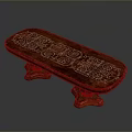 Traditional Red Wooden Single Chair With Intricate Carved Patterns And Sturdy Leg Design