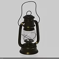 Vintage Black Metal Candle Lamp With Transparent Glass Shade And Handle