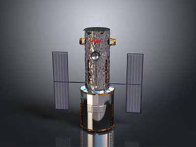 Satellite Spacecraft With Solar Panels And Cylindrical Metallic Structure 3d model