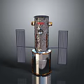Satellite Spacecraft With Solar Panels And Cylindrical Metallic Structure