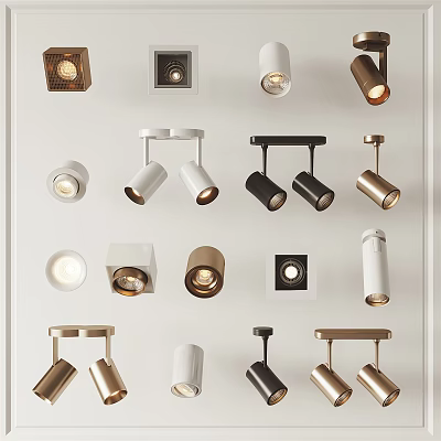 Modern Downlights And Spotlights With Various Styles Metal Designs Neutral Colors For Home Decor 3d model