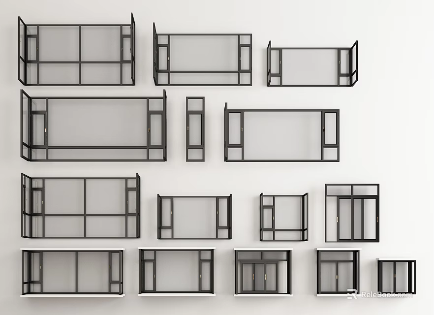 Various Casement Window Designs With Different Frame Sizes And Structures For Home Use 3d model