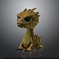 Cute Sitting Yellow Orange Dragon Figure With Big Eyes And Detailed Design