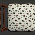 Elegant Wooden Stool With Carved Backrest And Floral Patterned Upholstered Seat