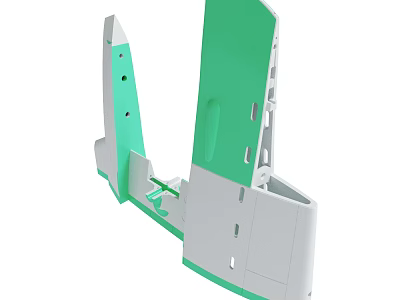 Green And White Plastic Structural Part With Holes And Connections 3d model