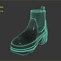 Black Leather Ankle Boots With Thick Sole Chunky Heel And Elastic Panel Design